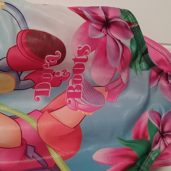 Dora and Boots one piece  pink and blue swimming bathing suit size 6x - Picture 5 of 8
